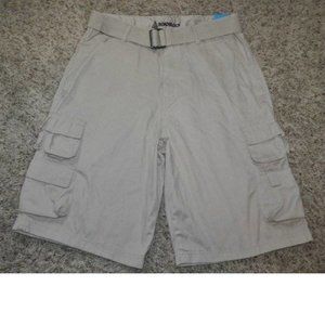 Mens Cargo Shorts Roadblock Beige size 32 Relaxed Fit Belted 10 Pocket